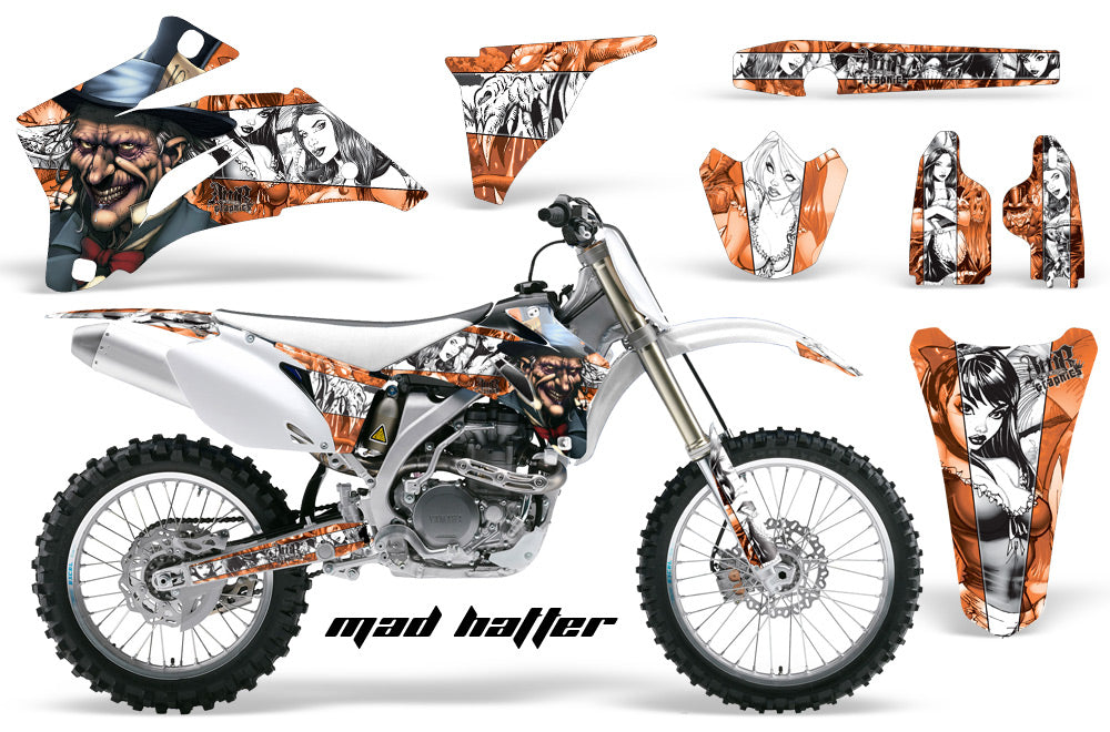 Dirt Bike Graphics Kit Decal Wrap For Yamaha YZ250F YZ450F 2006-2009 HATTER WHITE ORANGE-atv motorcycle utv parts accessories gear helmets jackets gloves pantsAll Terrain Depot