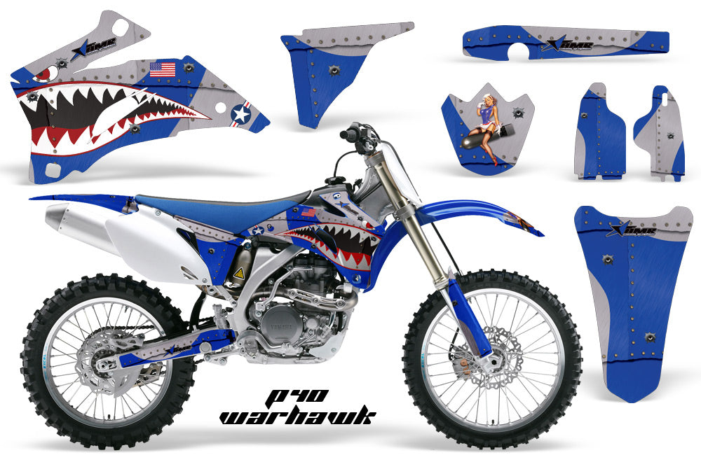 Dirt Bike Graphics Kit Decal Wrap For Yamaha YZ250F YZ450F 2006-2009 WARHAWK BLUE-atv motorcycle utv parts accessories gear helmets jackets gloves pantsAll Terrain Depot