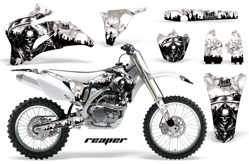 Dirt Bike Graphics Kit Decal Wrap For Yamaha YZ250F YZ450F 2006-2009 REAPER WHITE-atv motorcycle utv parts accessories gear helmets jackets gloves pantsAll Terrain Depot