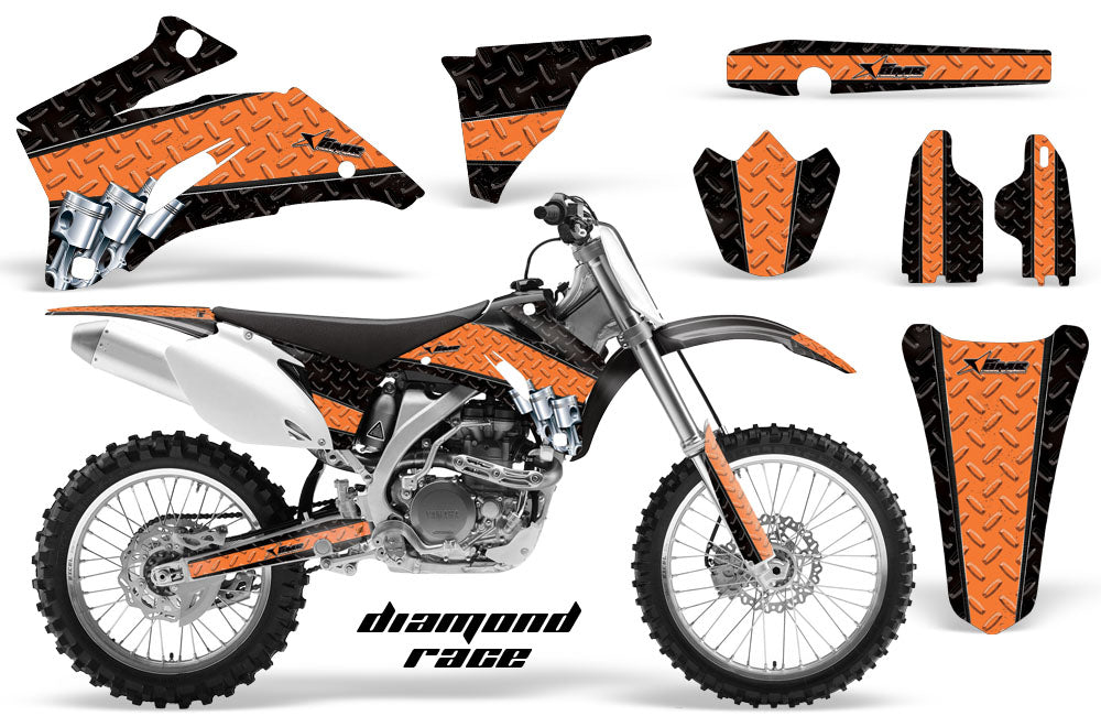 Dirt Bike Graphics Kit Decal Wrap For Yamaha YZ250F YZ450F 2006-2009 DIAMOND RACE ORANGE BLACK-atv motorcycle utv parts accessories gear helmets jackets gloves pantsAll Terrain Depot