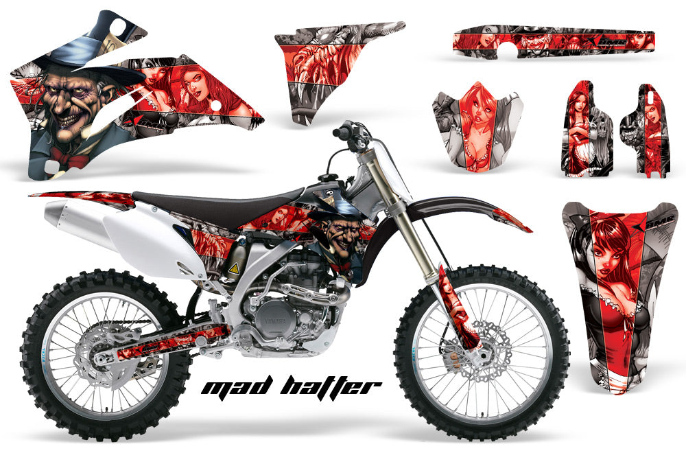 Dirt Bike Graphics Kit Decal Wrap For Yamaha YZ250F YZ450F 2006-2009 HATTER RED SILVER-atv motorcycle utv parts accessories gear helmets jackets gloves pantsAll Terrain Depot