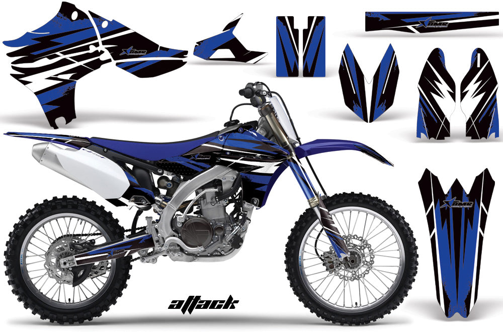 Dirt Bike Graphics Kit Decal Sticker Wrap For Yamaha YZ450F 2010-2013 ATTACK BLUE-atv motorcycle utv parts accessories gear helmets jackets gloves pantsAll Terrain Depot