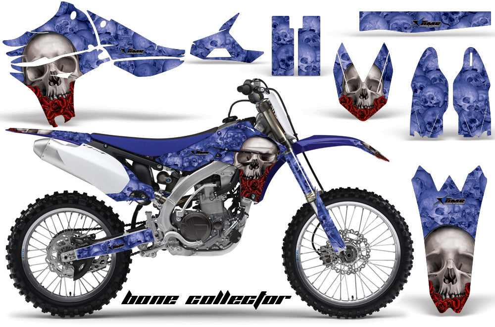 Dirt Bike Graphics Kit Decal Sticker Wrap For Yamaha YZ450F 2010-2013 BONES BLUE-atv motorcycle utv parts accessories gear helmets jackets gloves pantsAll Terrain Depot