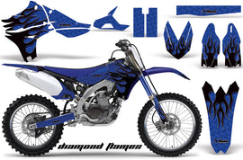 Dirt Bike Graphics Kit Decal Sticker Wrap For Yamaha YZ450F 2010-2013 DIAMOND FLAMES BLACK BLUE-atv motorcycle utv parts accessories gear helmets jackets gloves pantsAll Terrain Depot