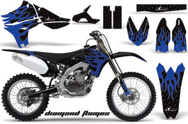 Dirt Bike Graphics Kit Decal Sticker Wrap For Yamaha YZ450F 2010-2013 DIAMOND FLAMES BLUE BLACK-atv motorcycle utv parts accessories gear helmets jackets gloves pantsAll Terrain Depot