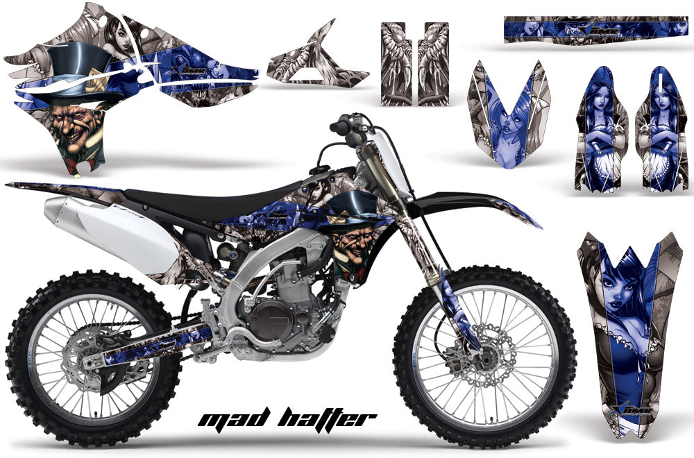 Dirt Bike Graphics Kit Decal Sticker Wrap For Yamaha YZ450F 2010-2013 HATTER BLUE SILVER-atv motorcycle utv parts accessories gear helmets jackets gloves pantsAll Terrain Depot