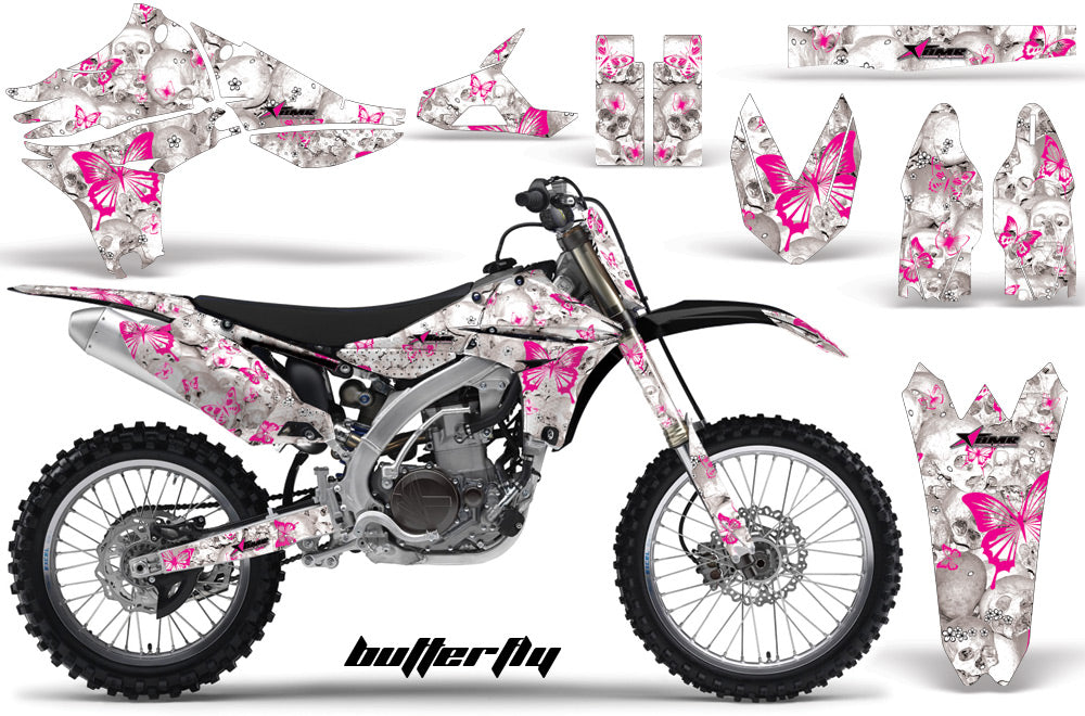 Graphics Kit Decal Sticker Wrap + # Plates For Yamaha YZ450F 2010-2013 BUTTERFLIES PINK WHITE-atv motorcycle utv parts accessories gear helmets jackets gloves pantsAll Terrain Depot