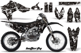 Graphics Kit Decal Sticker Wrap + # Plates For Yamaha YZ450F 2010-2013 BUTTERFLIES WHITE BLACK-atv motorcycle utv parts accessories gear helmets jackets gloves pantsAll Terrain Depot