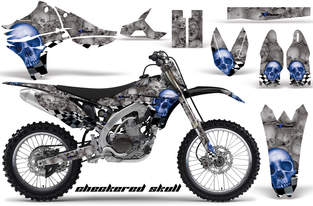Graphics Kit Decal Sticker Wrap + # Plates For Yamaha YZ450F 2010-2013 CHECKERED BLUE-atv motorcycle utv parts accessories gear helmets jackets gloves pantsAll Terrain Depot