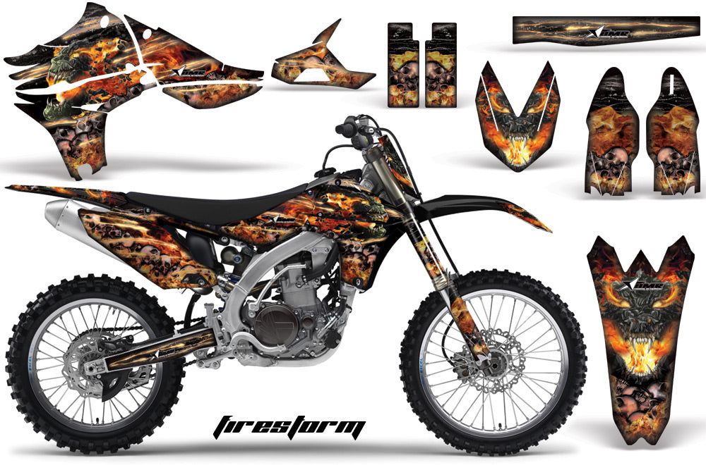 Graphics Kit Decal Sticker Wrap + # Plates For Yamaha YZ450F 2010-2013 FIRESTORM BLACK-atv motorcycle utv parts accessories gear helmets jackets gloves pantsAll Terrain Depot