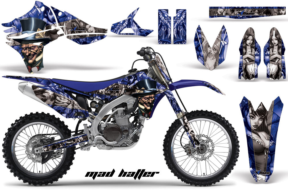 Graphics Kit Decal Sticker Wrap + # Plates For Yamaha YZ450F 2010-2013 HATTER SILVER BLUE-atv motorcycle utv parts accessories gear helmets jackets gloves pantsAll Terrain Depot