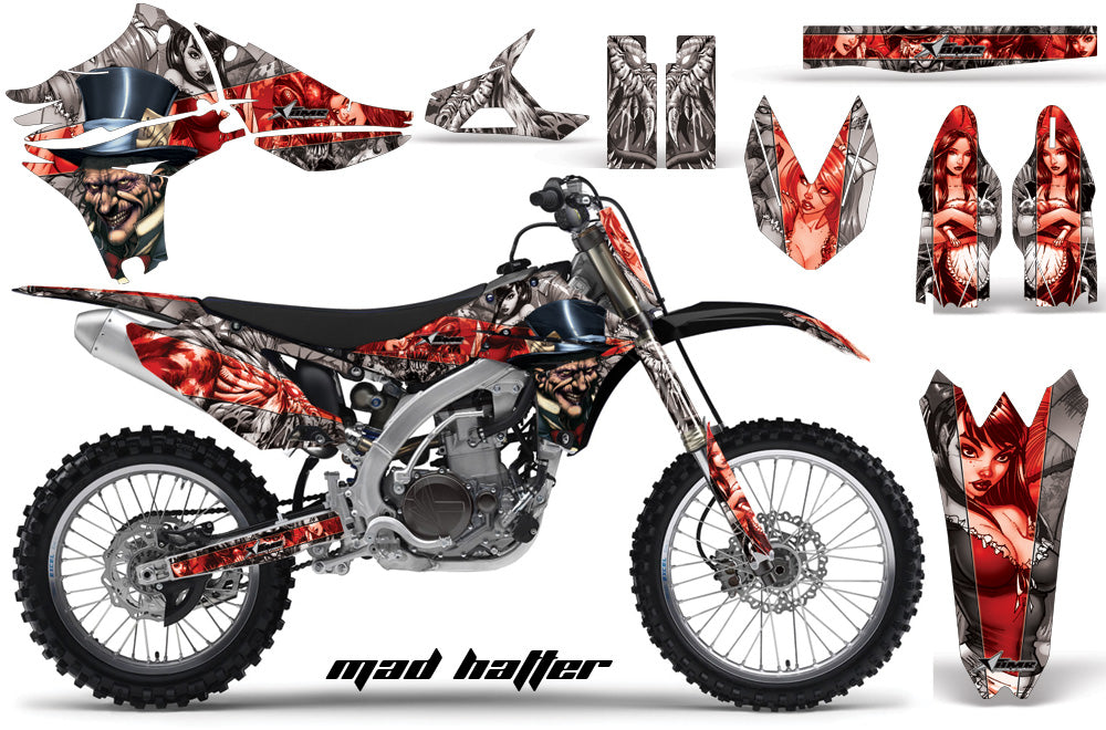 Graphics Kit Decal Sticker Wrap + # Plates For Yamaha YZ450F 2010-2013 HATTER RED SILVER-atv motorcycle utv parts accessories gear helmets jackets gloves pantsAll Terrain Depot