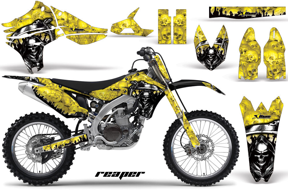 Graphics Kit Decal Sticker Wrap + # Plates For Yamaha YZ450F 2010-2013 REAPER YELLOW-atv motorcycle utv parts accessories gear helmets jackets gloves pantsAll Terrain Depot