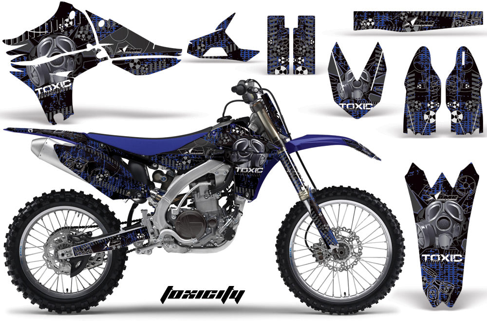 Graphics Kit Decal Sticker Wrap + # Plates For Yamaha YZ450F 2010-2013 TOXIC BLACK BLUE-atv motorcycle utv parts accessories gear helmets jackets gloves pantsAll Terrain Depot