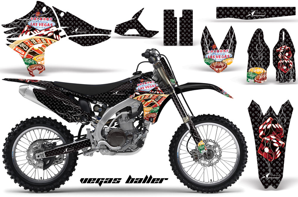 Graphics Kit Decal Sticker Wrap + # Plates For Yamaha YZ450F 2010-2013 VEGAS BLACK-atv motorcycle utv parts accessories gear helmets jackets gloves pantsAll Terrain Depot
