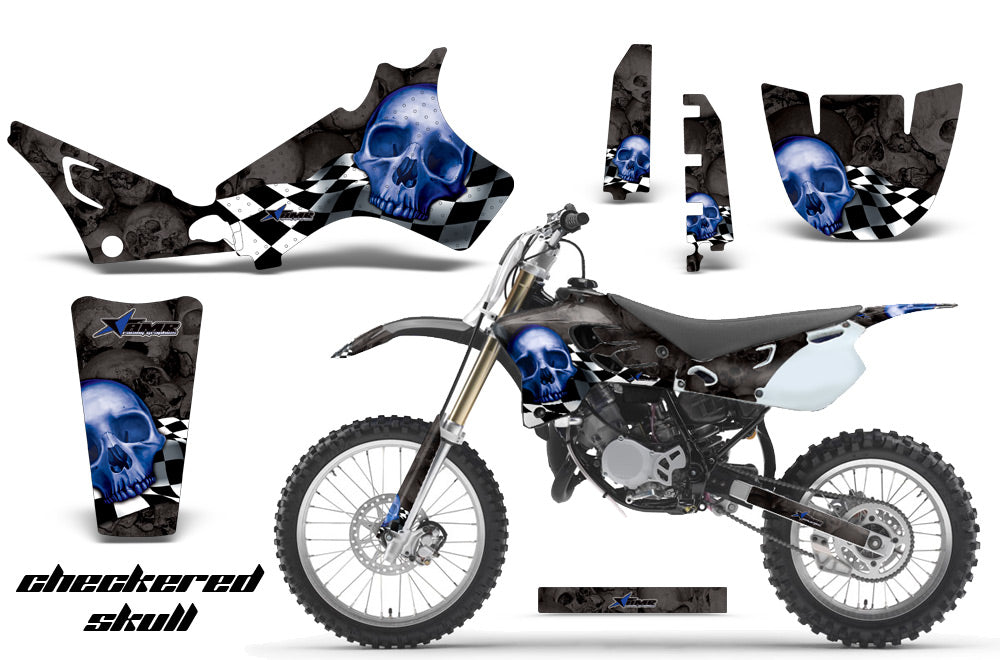 Dirt Bike Graphics Kit Decal Sticker Wrap For Yamaha YZ80 1993-2001 CHECKERED BLUE BLACK-atv motorcycle utv parts accessories gear helmets jackets gloves pantsAll Terrain Depot