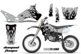 Dirt Bike Graphics Kit Decal Sticker Wrap For Yamaha YZ80 1993-2001 DIAMOND FLAMES BLACK SILVER