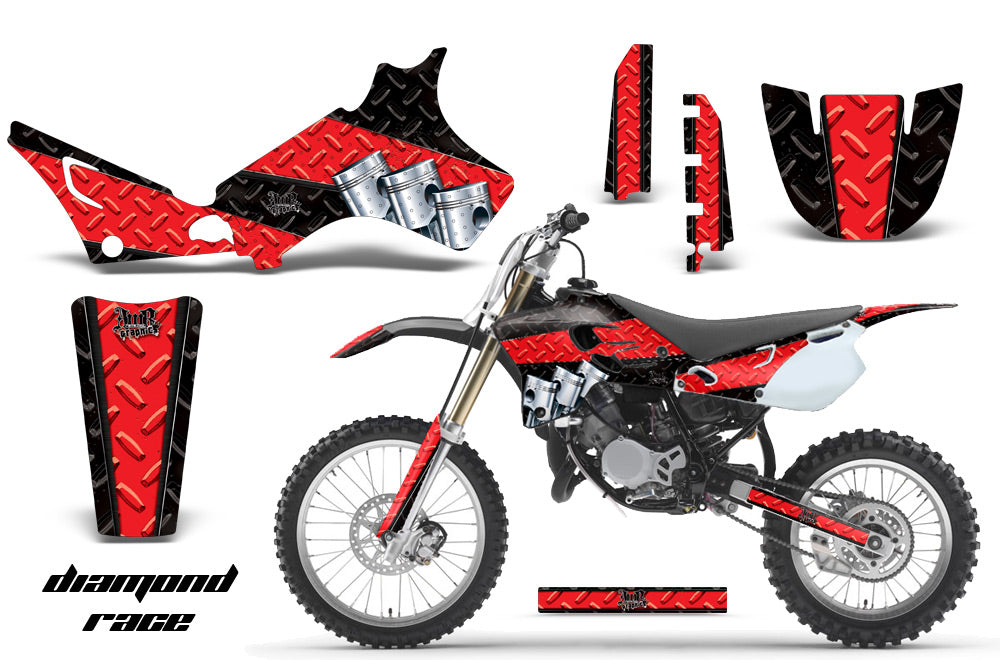 Dirt Bike Graphics Kit Decal Sticker Wrap For Yamaha YZ80 1993-2001 DIAMOND RACE RED BLACK-atv motorcycle utv parts accessories gear helmets jackets gloves pantsAll Terrain Depot