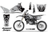 Graphics Kit Decal Sticker Wrap + # Plates For Yamaha YZ80 1993-2001 DIAMOND FLAMES BLACK SILVER