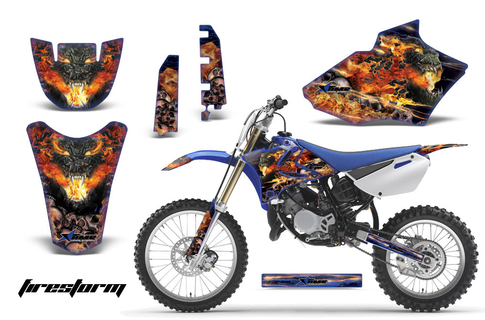 Dirt Bike Decal Graphics Kit MX Sticker Wrap For Yamaha YZ85 2002-2014 FIRESTORM BLUE-atv motorcycle utv parts accessories gear helmets jackets gloves pantsAll Terrain Depot