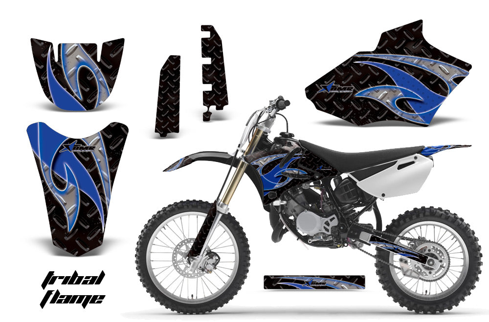 Dirt Bike Decal Graphics Kit MX Sticker Wrap For Yamaha YZ85 2002-2014 TRIBAL BLUE BLACK-atv motorcycle utv parts accessories gear helmets jackets gloves pantsAll Terrain Depot