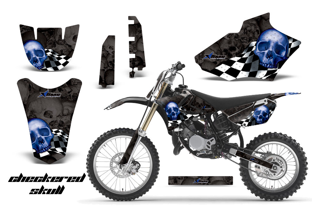 Graphics Kit Decal Sticker Wrap + # Plates For Yamaha YZ85 2002-2014 CHECKERED BLUE SILVER-atv motorcycle utv parts accessories gear helmets jackets gloves pantsAll Terrain Depot