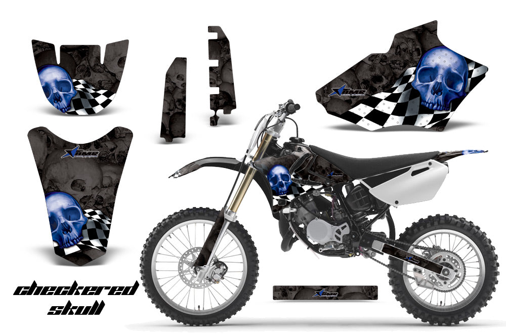 Dirt Bike Decal Graphics Kit MX Sticker Wrap For Yamaha YZ85 2002-2014 CHECKERED BLUE BLACK-atv motorcycle utv parts accessories gear helmets jackets gloves pantsAll Terrain Depot