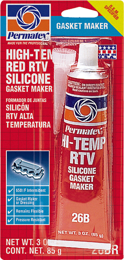 PERMATEX HIGH-TEMP RED RTV SILICONE 3OZ 81160