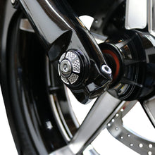 Load image into Gallery viewer, BAGGERNATION AXLE W/SPEED FREAK CAPS BLACK 08-UP 25MM YAXLE-08-SF-B