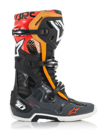 ALPINESTARS TECH 10 BOOTS BLK/GRY/ORG/FLUO RED SZ 07 2010020-1143-7