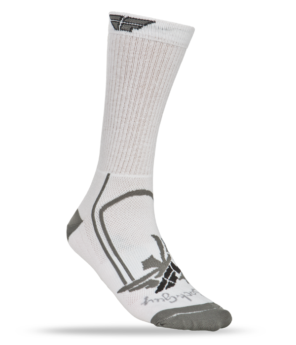 FLY RACING CREW SOCK WHITE/GREY S-M 6" CUFF WHT/BLK S/M-atv motorcycle utv parts accessories gear helmets jackets gloves pantsAll Terrain Depot