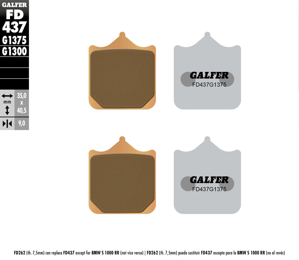 GALFER BRAKE PADS SINTERED CERAMIC FD437G1375 FD437G1375