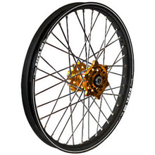 Load image into Gallery viewer, DUBYA REAR WHEEL SET 2.15X19 GOLD HUB BLACK RIM 56-3156GB