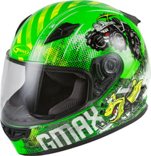 Load image into Gallery viewer, GMAX YOUTH GM-49Y BEASTS FULL-FACE HELMET NEON GREEN/HI-VIS YL G1498672