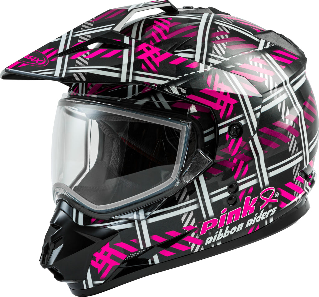 GMAX GM-11S DUAL-SPORT PINK RIBBON RIDERS SNOW HELMET BLK/PINK SM G21110404