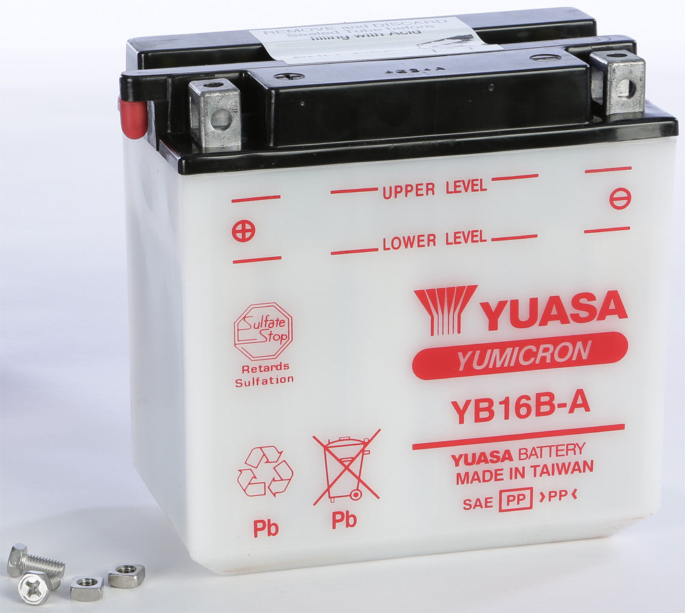YUASA BATTERY YB16B-A CONVENTIONAL YUAM2216B-atv motorcycle utv parts accessories gear helmets jackets gloves pantsAll Terrain Depot