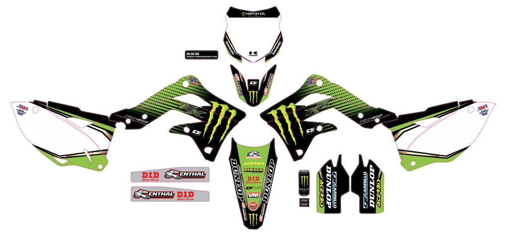 D'COR COMPLETE KIT 19 MONSTER KAW KXF 450 WHITE BG 20-20-739