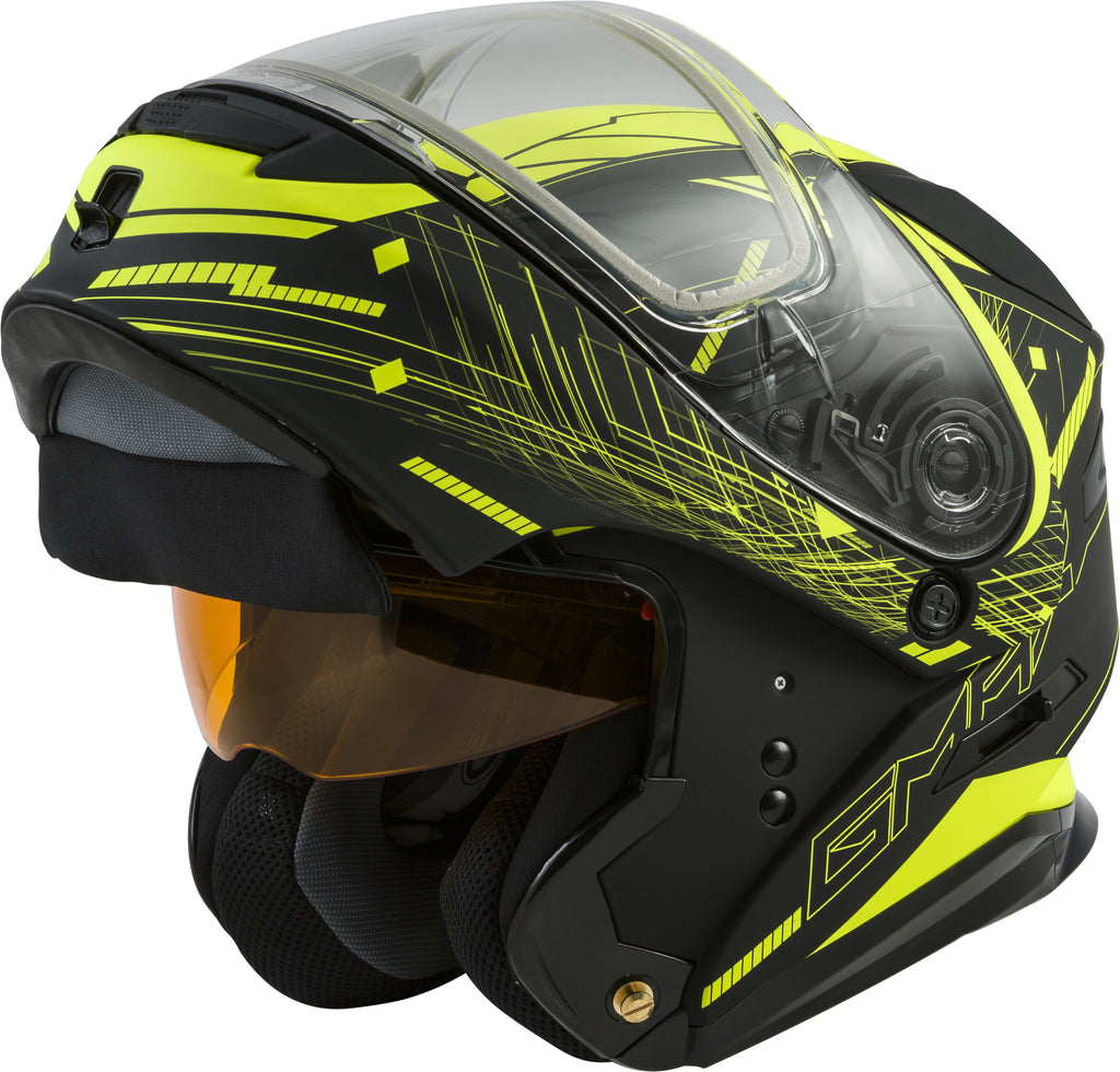 GMAX MD-01S MODULAR WIRED SNOW HELMET BLACK/HI-VIS XS G2011683D TC-24