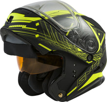Load image into Gallery viewer, GMAX MD-01S MODULAR WIRED SNOW HELMET BLACK/HI-VIS XS G2011683D TC-24