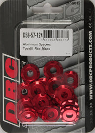 DRC ALUMINUM SPACERS TYPE 1 RED M6X12MM 20/PK D58-57-124
