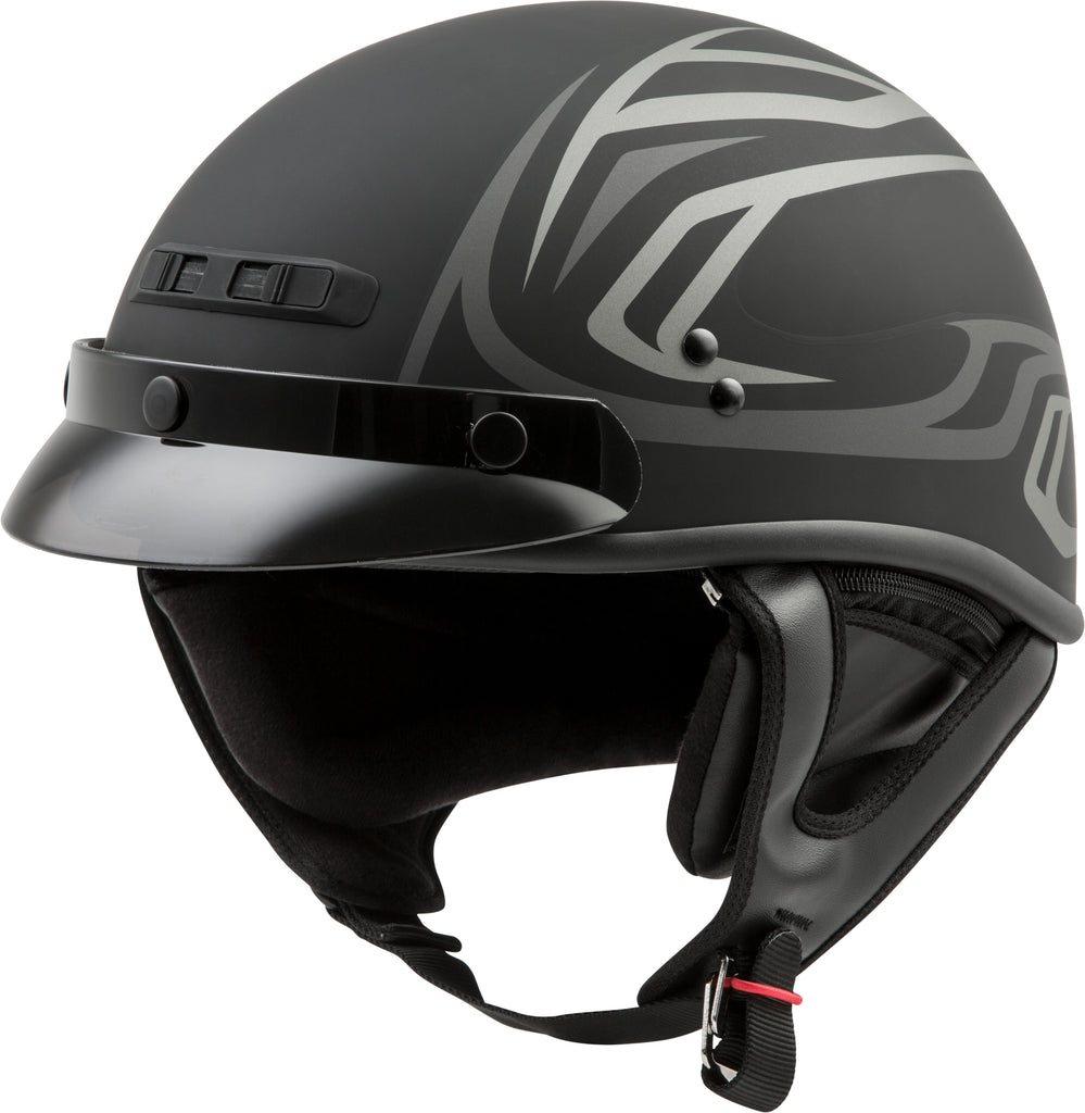GMAX GM-35 HALF HELMET FULL DRESSED DERK MATTE BLACK/SILVER SM G1355394