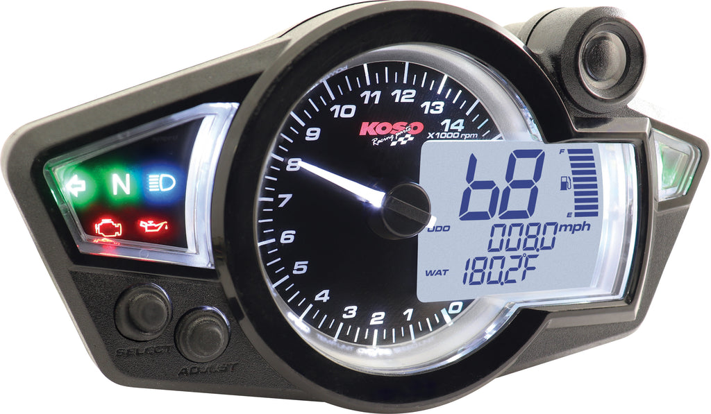 KOSO GP STYLE MULTI-FUNCTION GAUGE RX-1N BLACK PANEL BA011W02-atv motorcycle utv parts accessories gear helmets jackets gloves pantsAll Terrain Depot