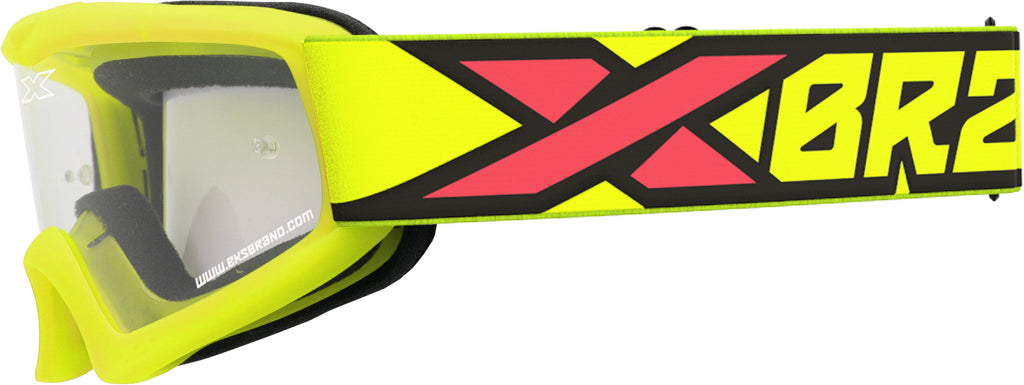 EKS BRAND YOUTH XGROM FLO YLW/BLK/FIRE CLEAR LENS 067-30300