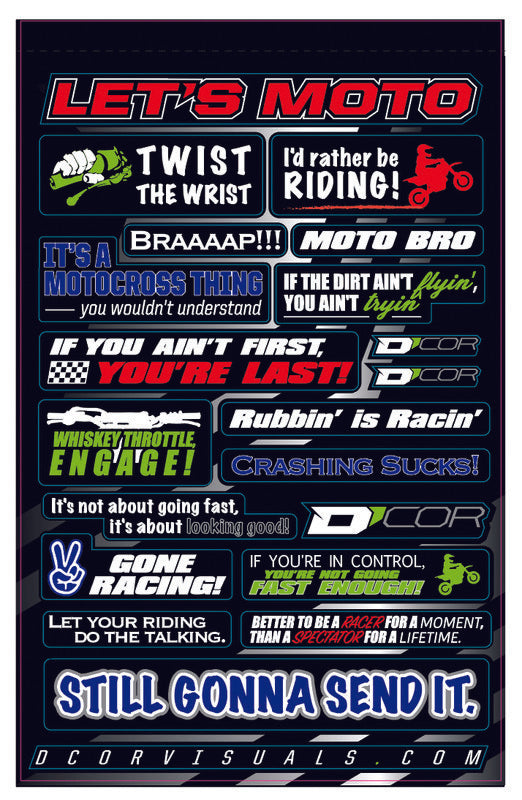 D'COR KIDS MOTO TALK DECAL SHEET 40-90-114