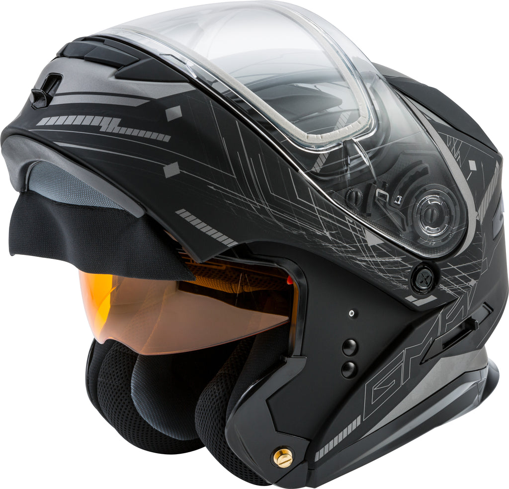 GMAX MD-01S MODULAR WIRED SNOW HELMET MATTE BLACK/SILVER XS G2011453D TC-17