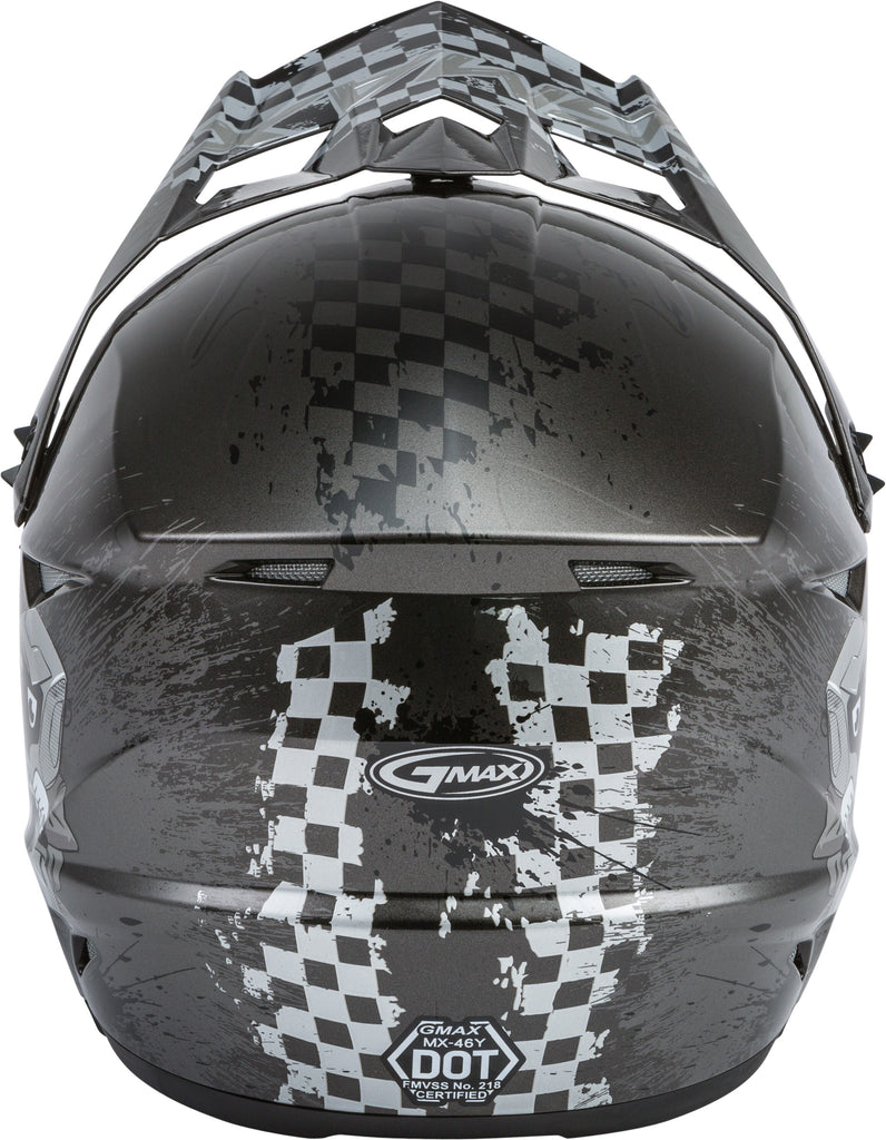 GMAX YOUTH MX-46Y OFF-ROAD ANIM8 HELMET DARK SILVER/BLACK YM G3461541
