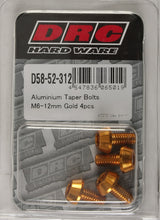 Load image into Gallery viewer, DRC ALUMINUM TAPER BOLTS GOLD M6X12MM 4/PK D58-52-312