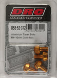 DRC ALUMINUM TAPER BOLTS GOLD M6X12MM 4/PK D58-52-312