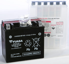 YUASA BATTERY YTX14-BS MAINTENANCE FREE YUAM3RH4S (PLT-144)-atv motorcycle utv parts accessories gear helmets jackets gloves pantsAll Terrain Depot