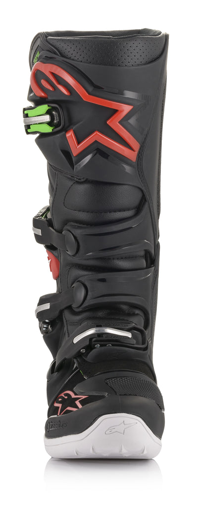 ALPINESTARS TECH 7 BOOTS BLACK/RED/GREEN SZ 06 2012014-1366-6